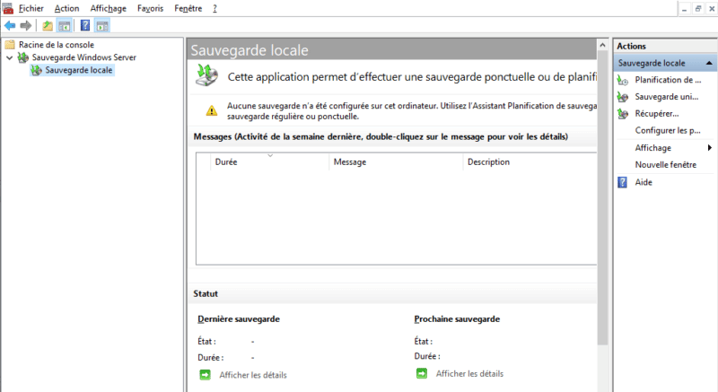 Windows Server Backup - Sauvegarde AD - Etape 1