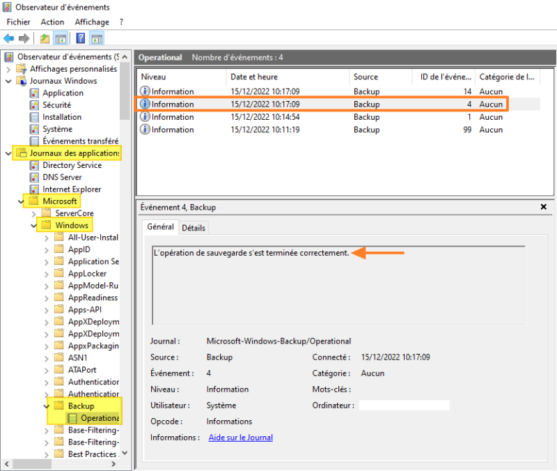 Windows Server Backup - Event ID 4