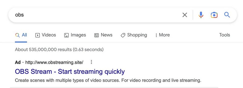 OBS - Campagne Google Ads malveillante