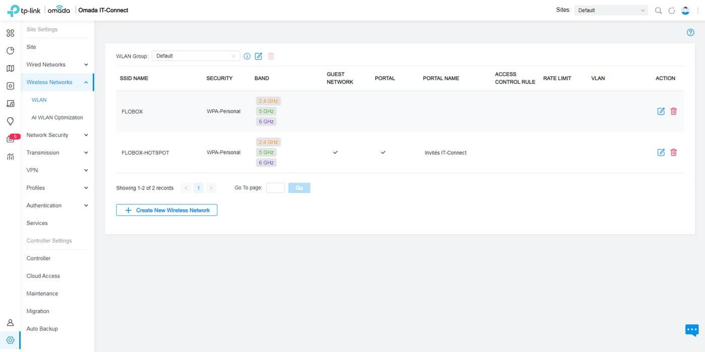 TP-Link Omada - Gestion SSID