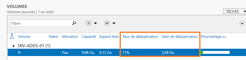 Windows Server - Gain de déduplication
