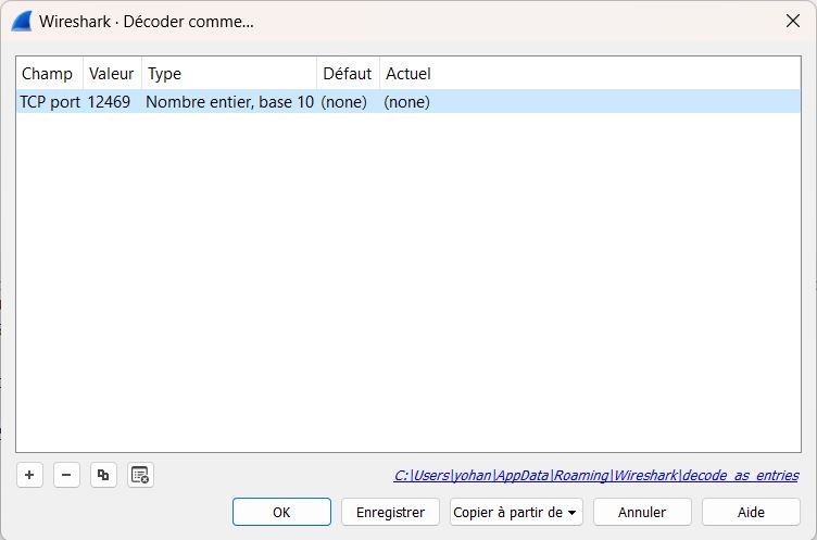 Wireshark - Décoder comme - Config