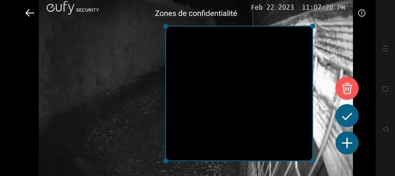 EufyCam 3 - Zone de confidentialité