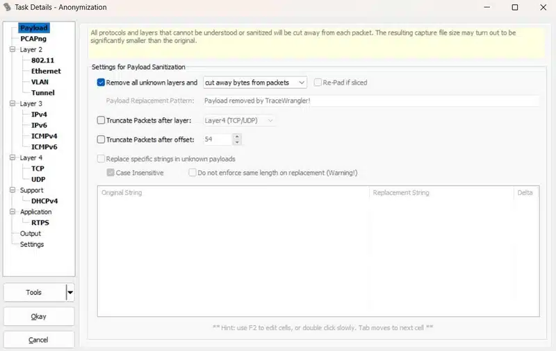 TraceWrangler - Données à anonymiser