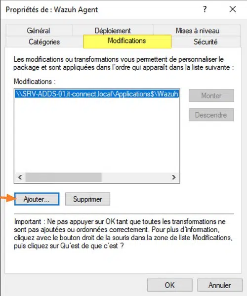 Déployer un MSI avec un MST - Etape 3