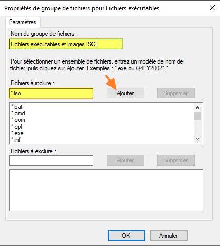 FSRM - Ajouter une extension à un groupe de fichiers