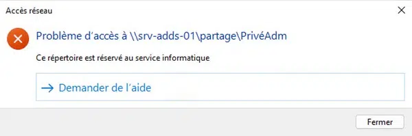FSRM - Assistance accès refusé sur dossier - Etape 10