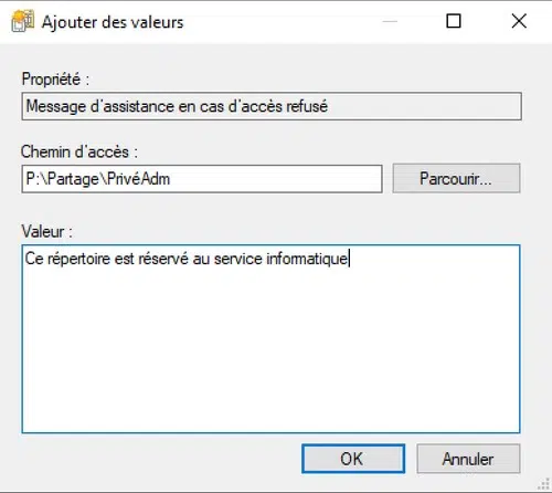 FSRM - Assistance accès refusé sur dossier - Etape 9