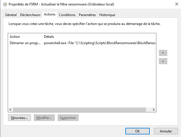 FSRM - BlockRansomware - Tache planifiée