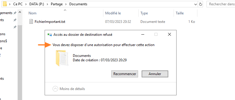 FSRM - Fichier bloqué par le filtrage