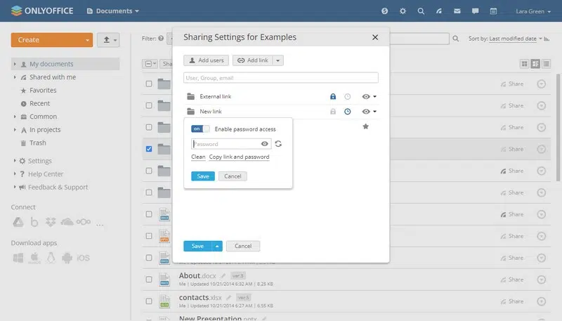 ONLYOFFICE Workspace 12.5 - Partage externe