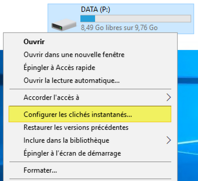 Windows Server - Configurer les clichés instantanés