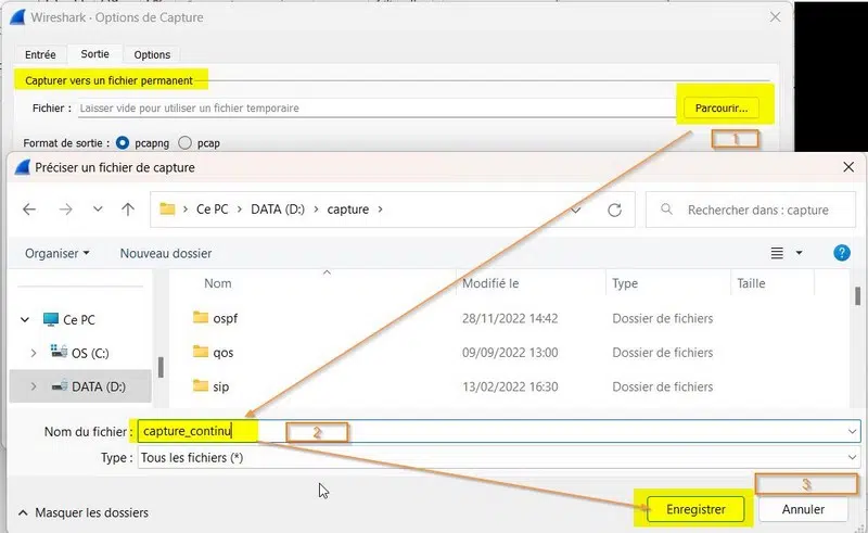 Wireshark - Capturer vers un fichier permanent