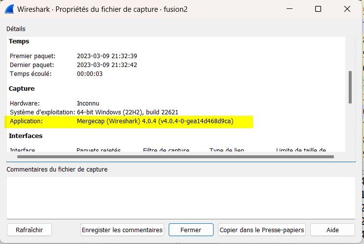 Wireshark - Fichier créé par Mergecap