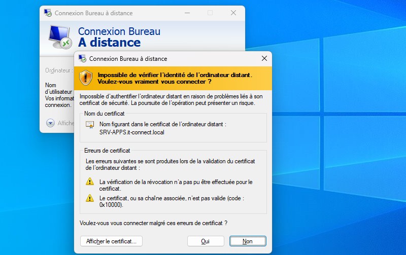 ADCS - Connexion RDP avec machine hors domaine