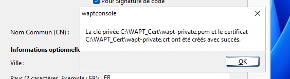 WAPT - Créer le certificat - 03