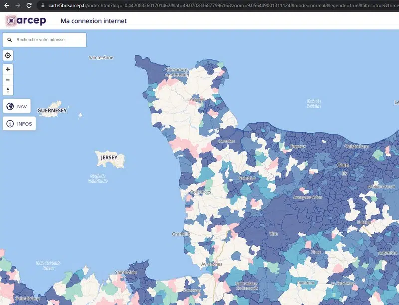 Carte éligibilité fibre optique ARCEP - 2023