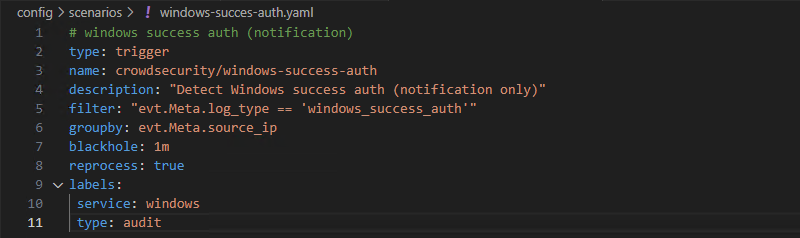 CrowdSec - Ajouter un nouveau scénario Windows (trigger)