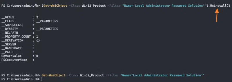 Désinstaller LAPS - Get-WmiObject