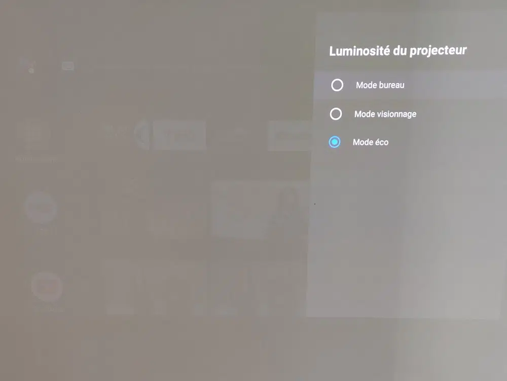Formovie DICE - Luminosité du projecteur - Eco