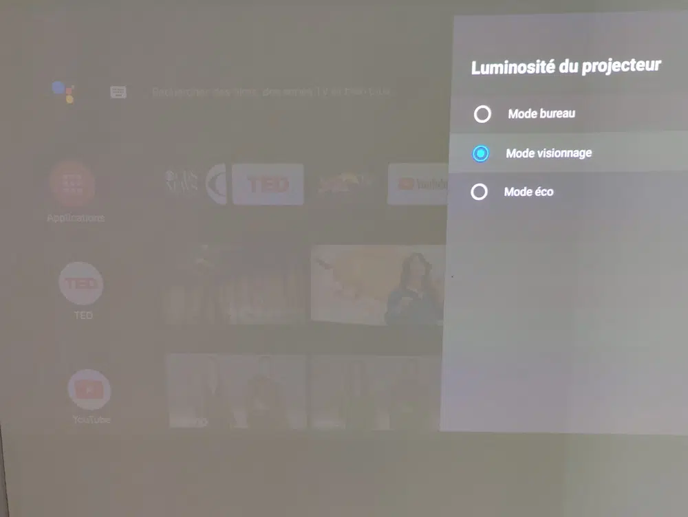 Formovie DICE - Luminosité du projecteur - Visionnage