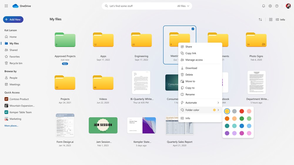 OneDrive - Changer la couleur d'un dossier