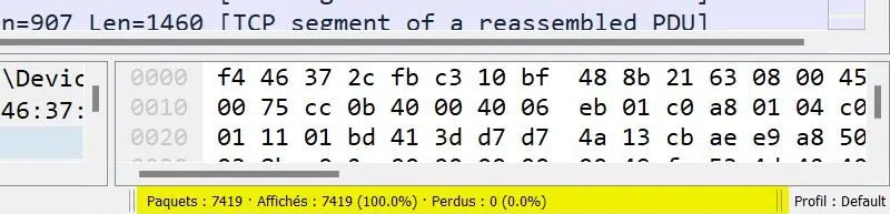 Wireshark - Aucun paquet marqué