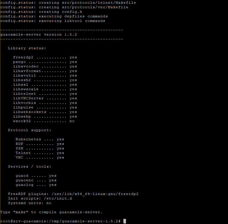 Apache Guacamole - Compilation configure