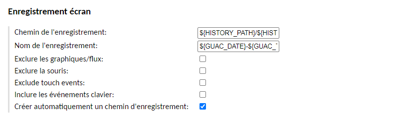 Apache Guacamole - Enregistrement écran - Config