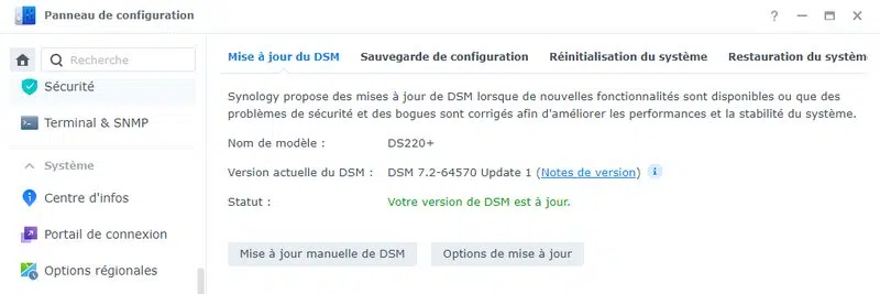 DS220+ sous DSM 7.2