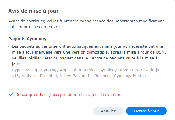 DSM - Avis de mise à jour - MAJ manuelle