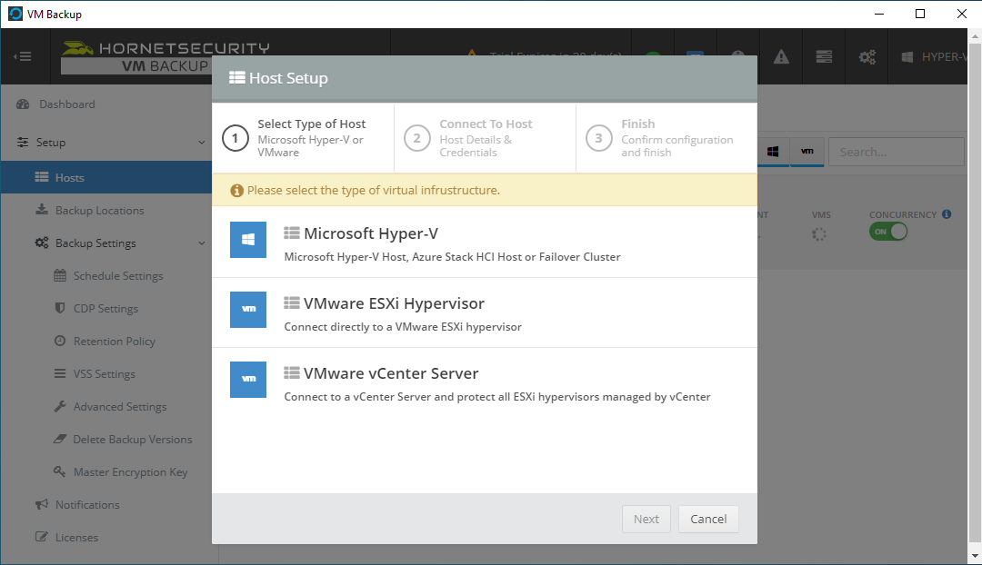 Hornetsecurity VM Backup - Ajouter un hyperviseur