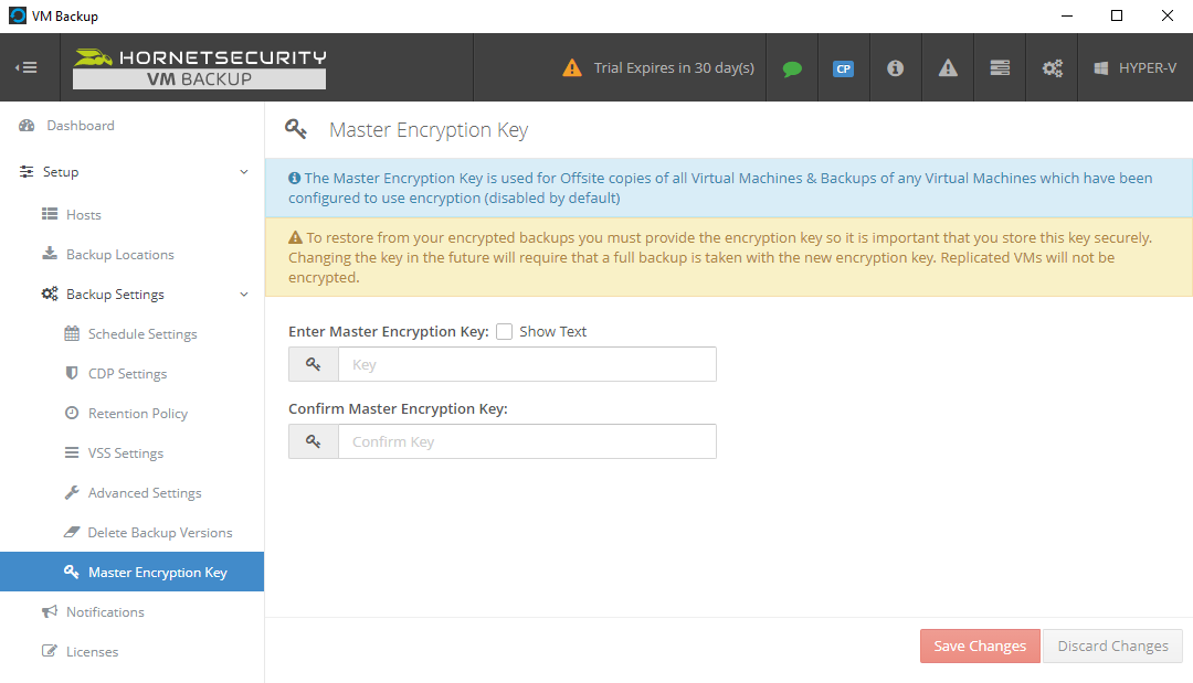 Hornetsecurity VM Backup - Chiffrement des sauvegardes