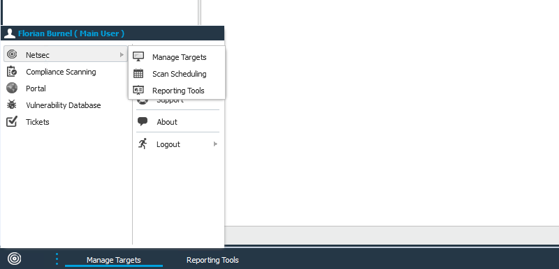 Outpost24 HIAB - Menu de l'application