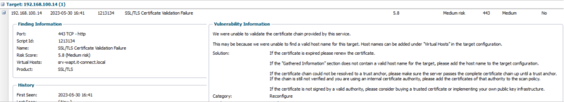 Outpot24 Outscan NX - Exemple vulnérabilité 2