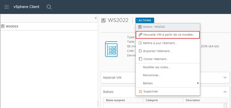 Packer - vSphere Client - Nouvelle VM à partir du template