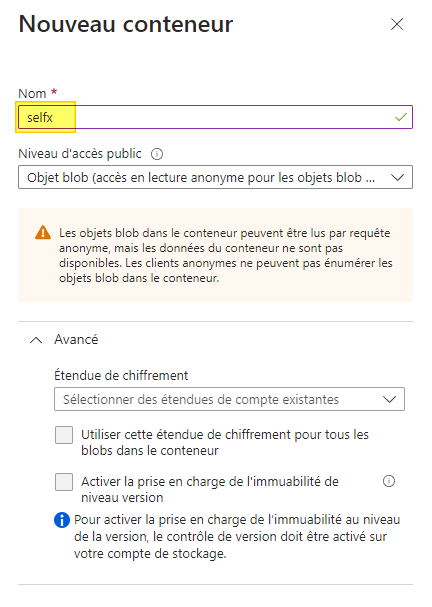 SelfX - Azure Blob - 1