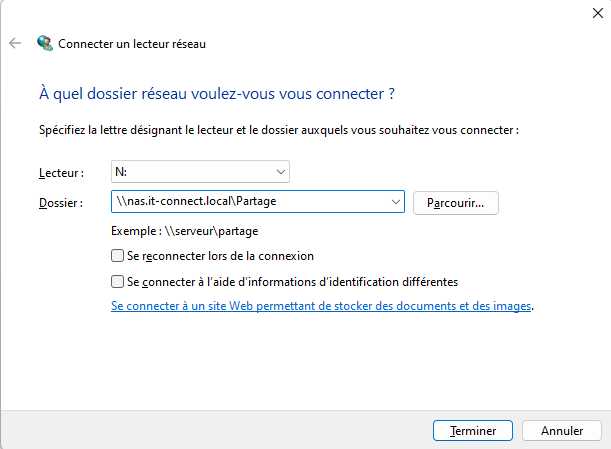 Windows 11 - Connecter un lecteur réseau - Assistant