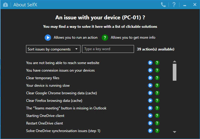 Windows - Interface de SelfX