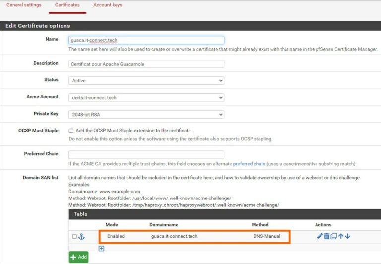 Apache Guacamole avec un reverse proxy HAProxy sous pfSense