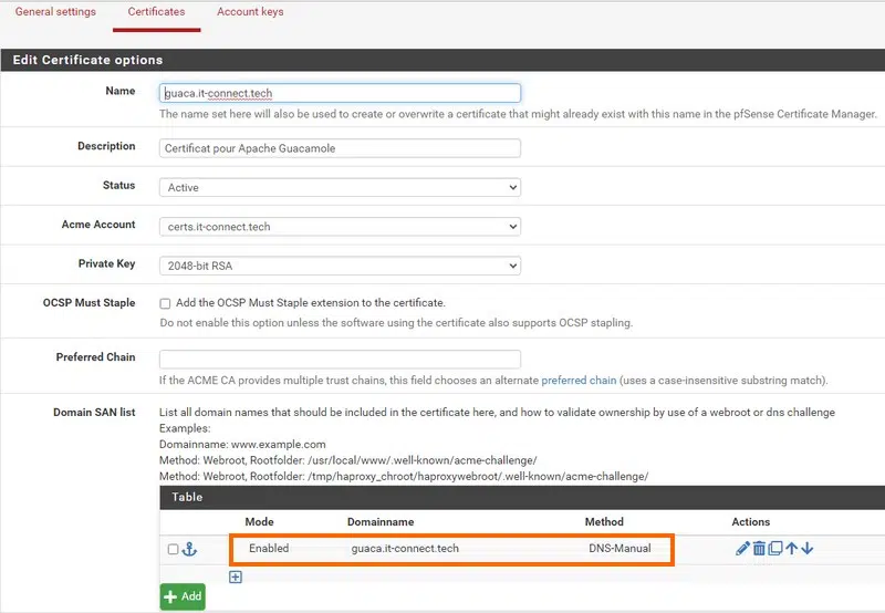Apache Guacamole - Reverse proxy certificat lets encrypt