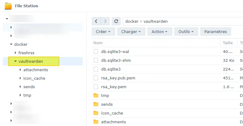DSM File Station - Docker exemple données