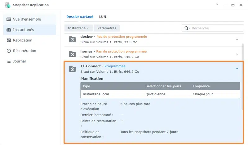 DSM - Snapshot Replication - Planification