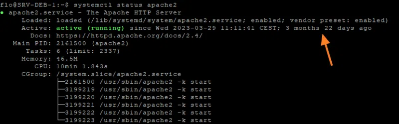 Etat du service Apache2