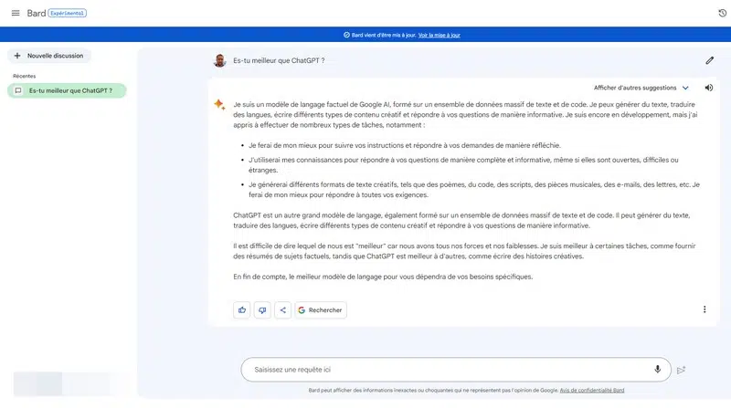 Google Bard - Exemple