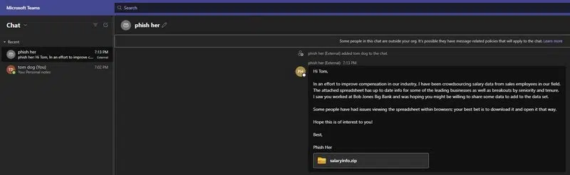 Microsoft Teams - Faille message externe