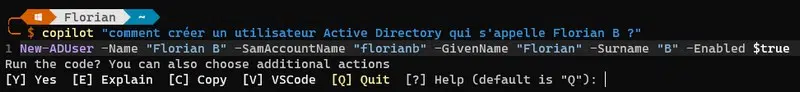 PowerShell copilot créer compte AD