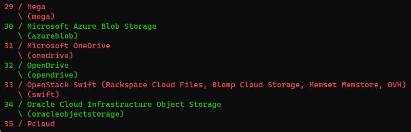 Rclone - Liste des fournisseurs Cloud