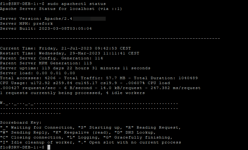 Statut Apache2 avec apachectl