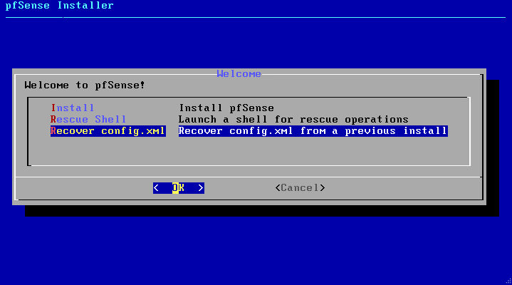 pfSense - Recovery configuration